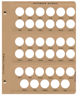 Jefferson Nickels Replacement Page 1 1938-1949