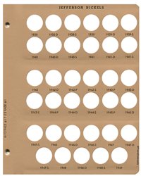 Jefferson Nickels with proof Replacement Page 1 1938-P - 1949-P