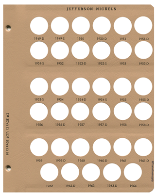 Jefferson Nickels with proof Replacement Page 2 1949D - 1964