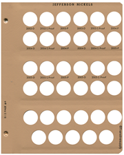 Jefferson Nickels with proof Replacement Page 6 2002-D to 2005-S Pr.