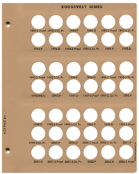 Roosevelt Dimes with proof Replacement Page 4 1992-S Pr.-2002-S Pr.