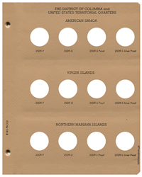 Statehood Quarters DC & Territories w/proof Replacement Page 2 AS 2009 P-NMI 2009-S Sil. Pr