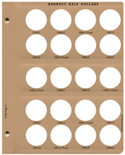 Kennedy Half Dollars w/proof Replacement Page 4 1986-P - 1992-D