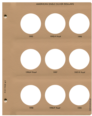 American Eagle Silver Dollars w/Proof Vol 1 Replacement Page 3 1995-1999