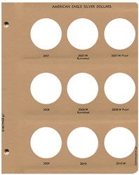 American Eagle Silver Dollars w/Proof Vol 2 Replacement Page 1 2007-2010-W Pr.