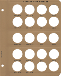 Kennedy Half Dollars w/Proof Replacement Page 8 2007S Pf - 2011 S Sil Pf