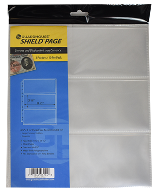 Guardhouse Shield 3 Pocket Archival (10 pack) Polypropylene Pages