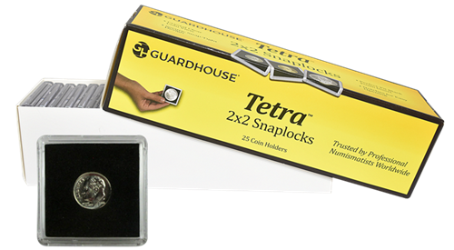 Dime, $2.50 Gold 2x2 Tetra Snaplock Coin Holder - 25 per pack